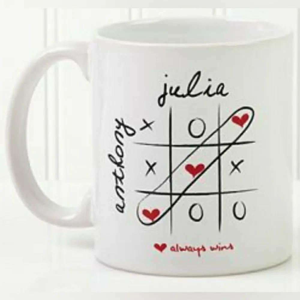 MugsBySandy, Coffee mug 15 oz, Tic Tac Toe, love always wins